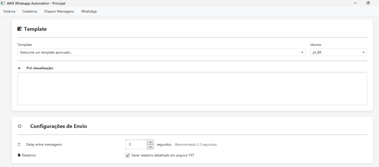 Configuração de envio